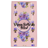 Shabby Chic Pansy bloemen Floral Gift Bag Klein Cadeauzakje (Voorkant)