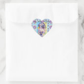 Shabby Chic Pansy Blue Love Heart Envelope Sticker (Tas)