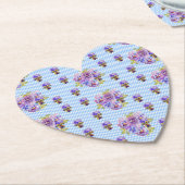 Shabby Chic Pansy Floral Blue Gingham Checks Kartonnen Onderzetters (Gekanteld)