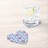Shabby Chic Pansy Floral Blue Gingham Checks Kartonnen Onderzetters (Insitu)