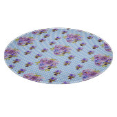 Shabby Chic Pansy Floral Blue Gingham Checks Snijplank (Hoek)
