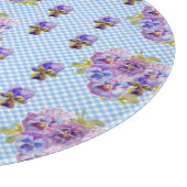 Shabby Chic Pansy Floral Blue Gingham Checks Snijplank (Hoek)