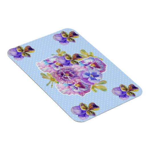 Shabby Chic Pansy Floral Blue Spot Magnet Magneet (Rechterzijde)