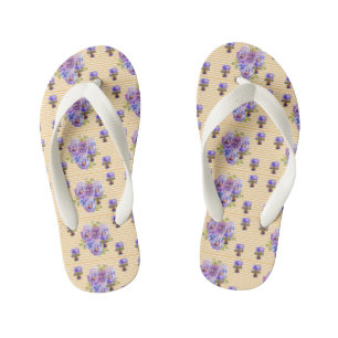 Shabby Chic Pansy floral Flowers Beach Thames Kinder Teenslippers