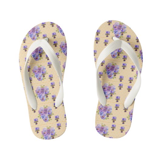 Shabby Chic Pansy floral Flowers Beach Thames Kinder Teenslippers (Voetbed)