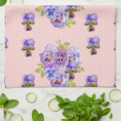 Shabby Chic Pansy Floral Kitchen Tea Towel Theedoek (Gevouwen)