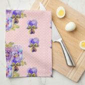 Shabby Chic Pansy Floral Kitchen Tea Towel Theedoek (Quarter Fold)