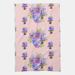 Shabby Chic Pansy Floral Kitchen Tea Towel Theedoek
