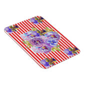 Shabby Chic Pansy Floral Red Stripe Magnet Magneet (Rechterzijde)