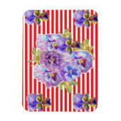 Shabby Chic Pansy Floral Red Stripe Magnet Magneet (Verticaal)