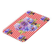 Shabby Chic Pansy Floral Red Stripe Magnet Magneet (Linkerzijde)