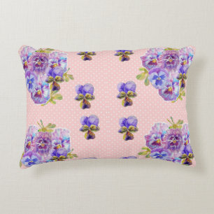 Shabby Chic Pansy Pastel Pink Spot art Accent Kussen