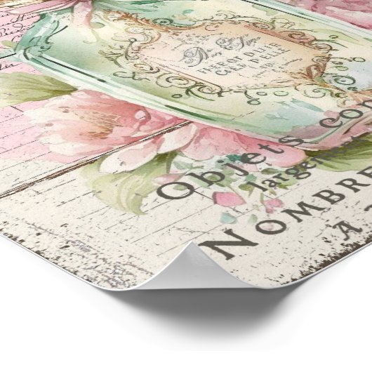 Shabby Chic Parfum Bottle Frans Script Poster (Hoek)