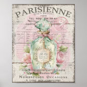 Shabby Chic Parfum Bottle Frans Script Poster (Voorkant)