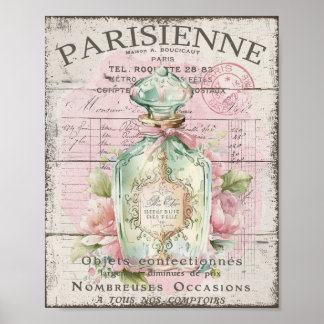 Shabby Chic Parfum Bottle Frans Script Poster