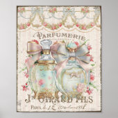 Shabby Chic Parfum Flessen Frans Script Poster (Voorkant)