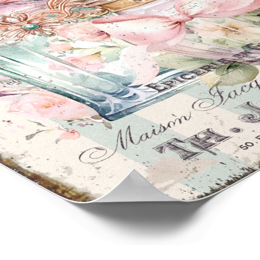 Shabby Chic Parfum Flessen Frans Script Poster (Hoek)