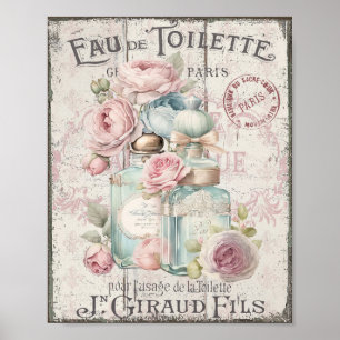 Shabby Chic Parfum Flessen Frans Script Poster