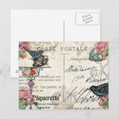 Shabby Chic Paris Bluebird Briefkaart (Voorkant / Achterkant)