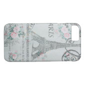 shabby chic paris eiffel tower blauw floral Case-Mate iPhone case (Achterkant (Horizontaal))