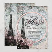 Shabby Chic Paris Sweet 16 Feest Kaart (Voorkant / Achterkant)