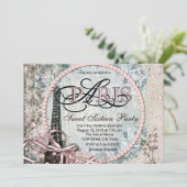  Shabby Chic Paris Sweet 16 Party Kaart (Staand voorkant)