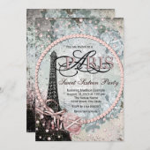 Shabby Chic Paris Sweet 16 Party Kaart (Voorkant / Achterkant)