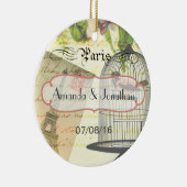 Shabby-Chic Paris Theme Weddenschap Aangepast Keramisch Ornament (Rechts)