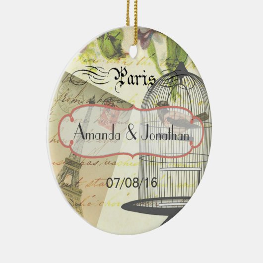  Shabby-Chic Paris Theme Weddenschap Aangepast Keramisch Ornament (Rechts)