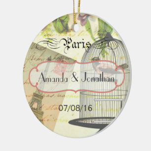  Shabby-Chic Paris Theme Weddenschap Aangepast Keramisch Ornament