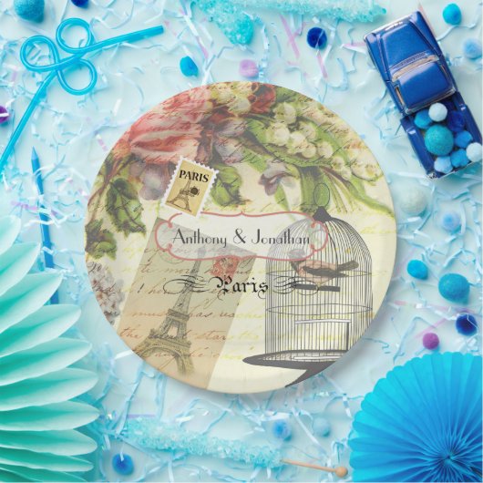 Shabby-Chic Paris Theme Weddenschap Aangepast Papieren Bordje (Feest)