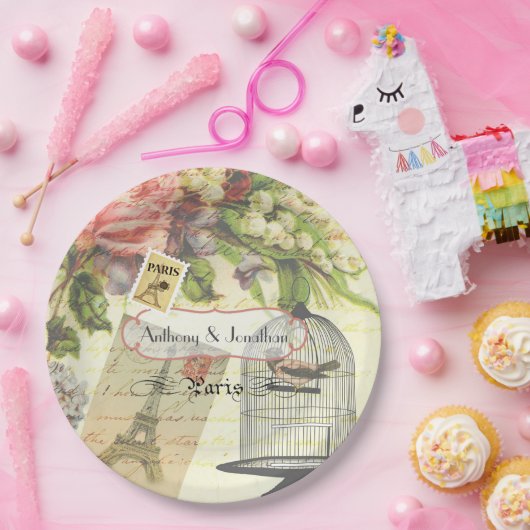Shabby-Chic Paris Theme Weddenschap Aangepast Papieren Bordje (Feest)