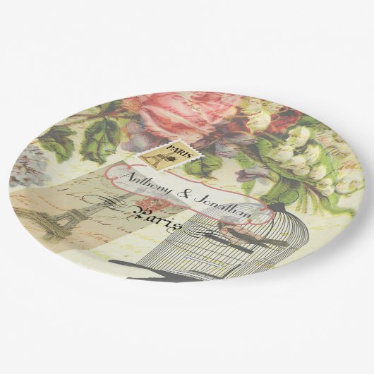 Shabby-Chic Paris Theme Weddenschap Aangepast Papieren Bordje (Gekanteld)