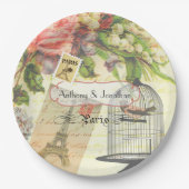 Shabby-Chic Paris Theme Weddenschap Aangepast Papieren Bordje (Voorkant)