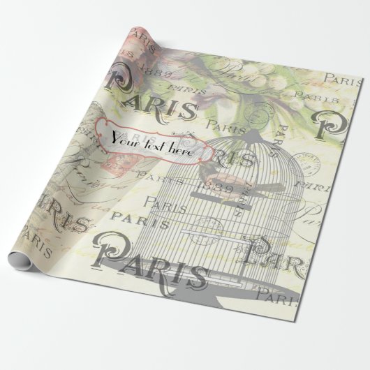  Shabby-Chic Paris Theme Weddenschap Gepersonalise Cadeaupapier (Uitgerold)