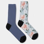 Shabby Chic Pastel Blauw Bloemen Odd Mismatch Sokk Sokken (Rechts)