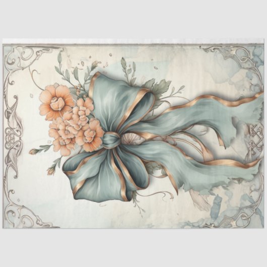 shabby chic pastel groen perzik blos boog tissuepapier (Voorkant)