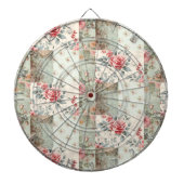  Shabby Chic Pastel Groene Bloemen Patchwork Dartbord (Voorkant)