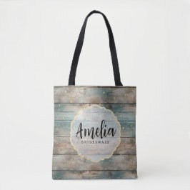 Shabby Chic Pastel Houten Bruidsmeisje Naam Tote Bag