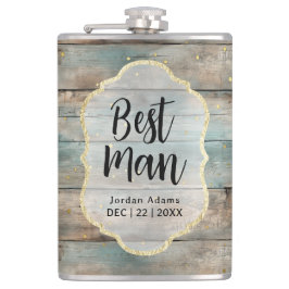 Shabby Chic Pastel Houten Bruiloft Beste Man Heupfles