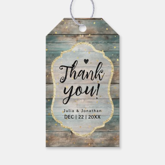 Shabby Chic Pastel Houten Bruiloft Cadeaulabel (Voorkant)