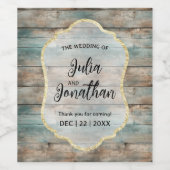 Shabby Chic Pastel Houten Bruiloft Wijn Etiket (Enkel label)