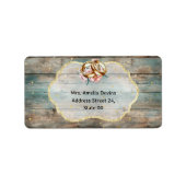 Shabby Chic Pastel Houten Trouwadres Etiket (Voorkant)