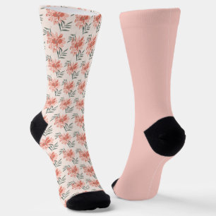 Shabby Chic Pastel Peach Floral Odd Mismatch Sokke Sokken