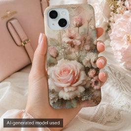 Shabby Chic Pastel Roze Rose iPhone 15 Case