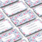 Shabby Chic Pastel Roze Rozen Patroon op blauw Visitekaartje