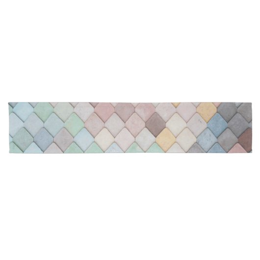Shabby Chic Pastel Tiles Korte Tafelloper (Horizontaal)