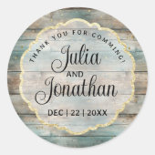Shabby Chic Pastel Wood Bedankt Ronde Sticker (Voorkant)