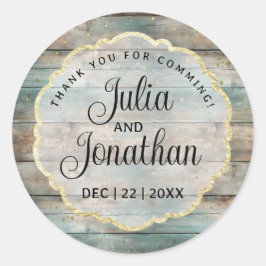 Shabby Chic Pastel Wood Bedankt Ronde Sticker