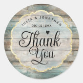 Shabby Chic Pastel Wood Bedankt Ronde Sticker (Voorkant)
